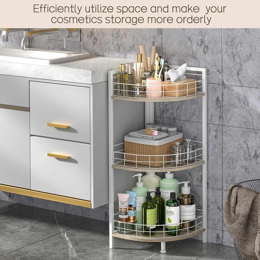 DAOUTIME Bathroom Standing Shelf, 3 Tier Free-Standing Shelf Units, Open Floo...