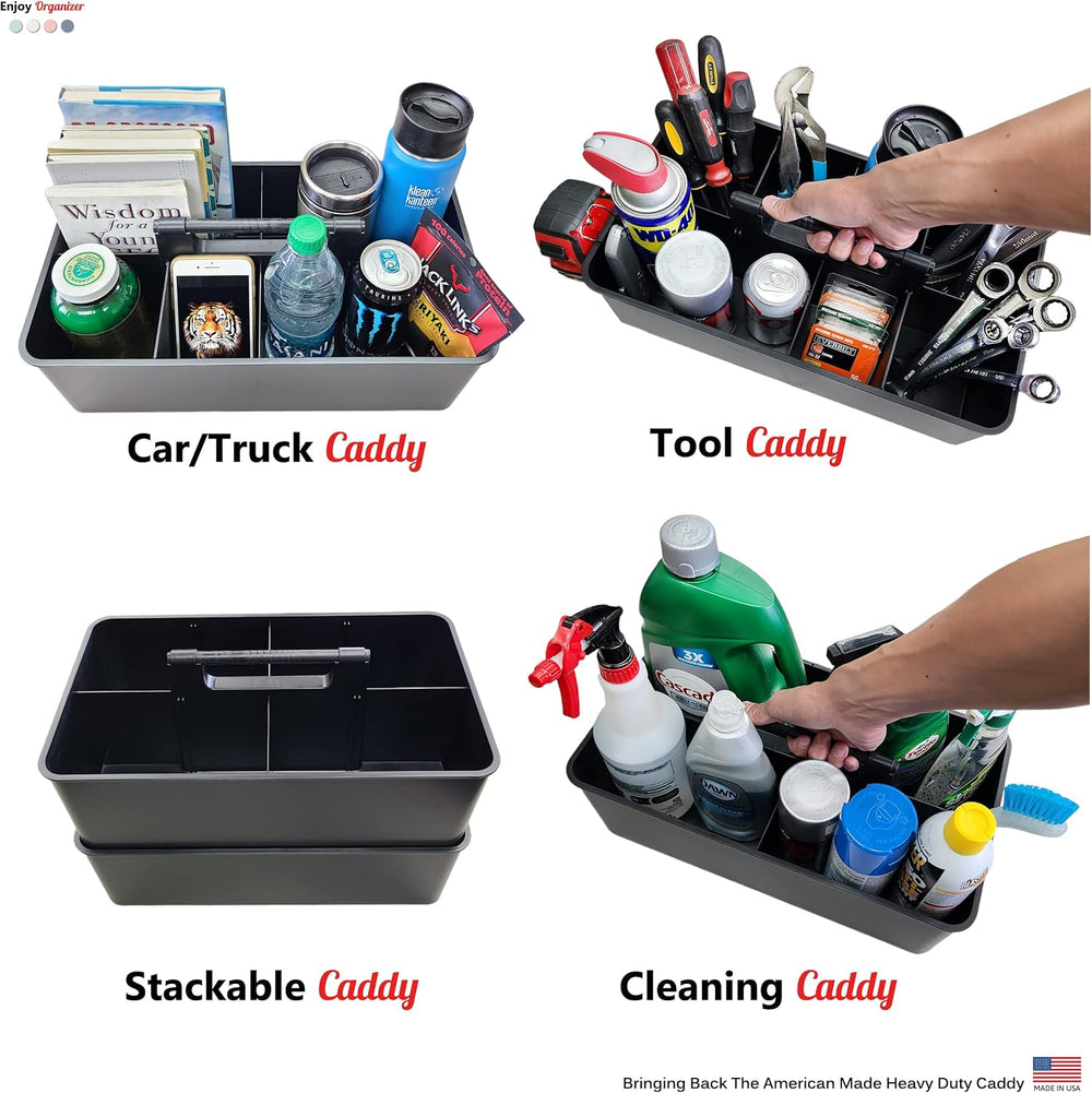 Enjoy Organizer- Commercial Large Portable Caddy Stackable Carry Caddy, Black...