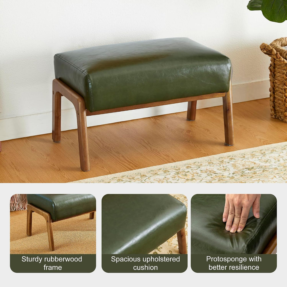 Glitzhome Foot Stool Ottoman, Modern Leatherette Sofa Stool Vanity Chair with...