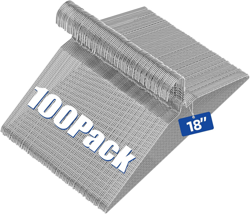 18" Wire Metal Clothes Hangers Bulk 100 Pack, Ultra Thin, Silver