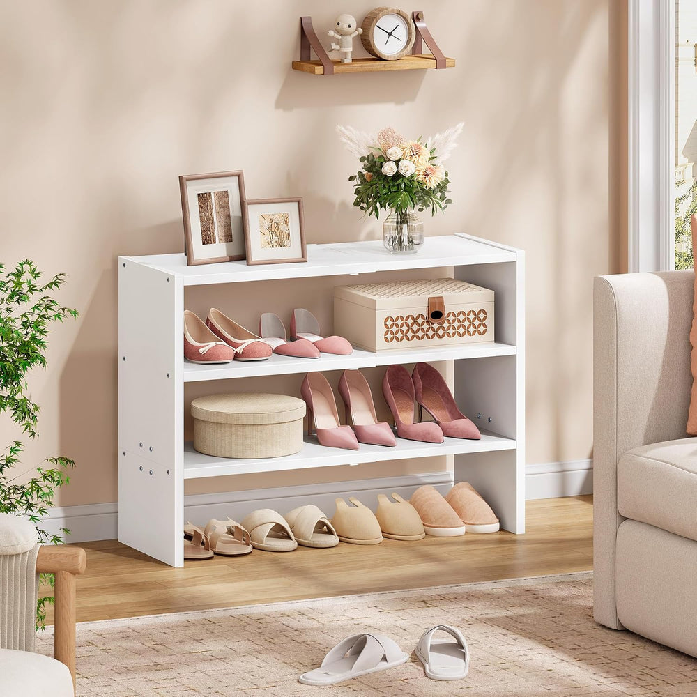 Hoctieon 3-Tier Expandable Shoe Shelf, Adjustable Shoe Shelf Storage Organize...