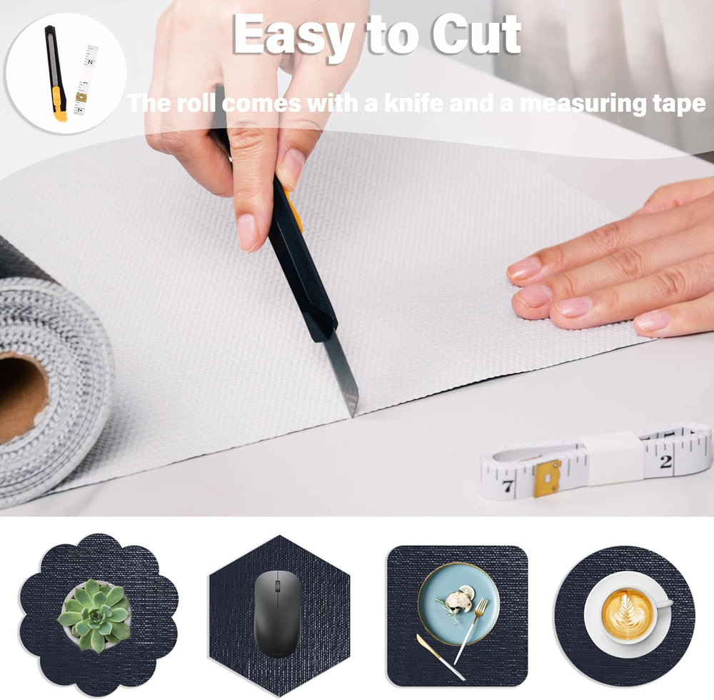 Black Drawer and Shelf Liners for Kitchen Cabinet,Non Slip Cabinet Liners for...