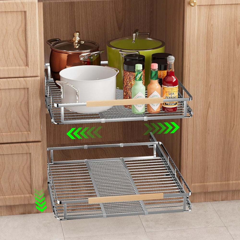Expandable Pull-Out Cabinet Drawers, Slide-Out Shelves, Large 1 Pack