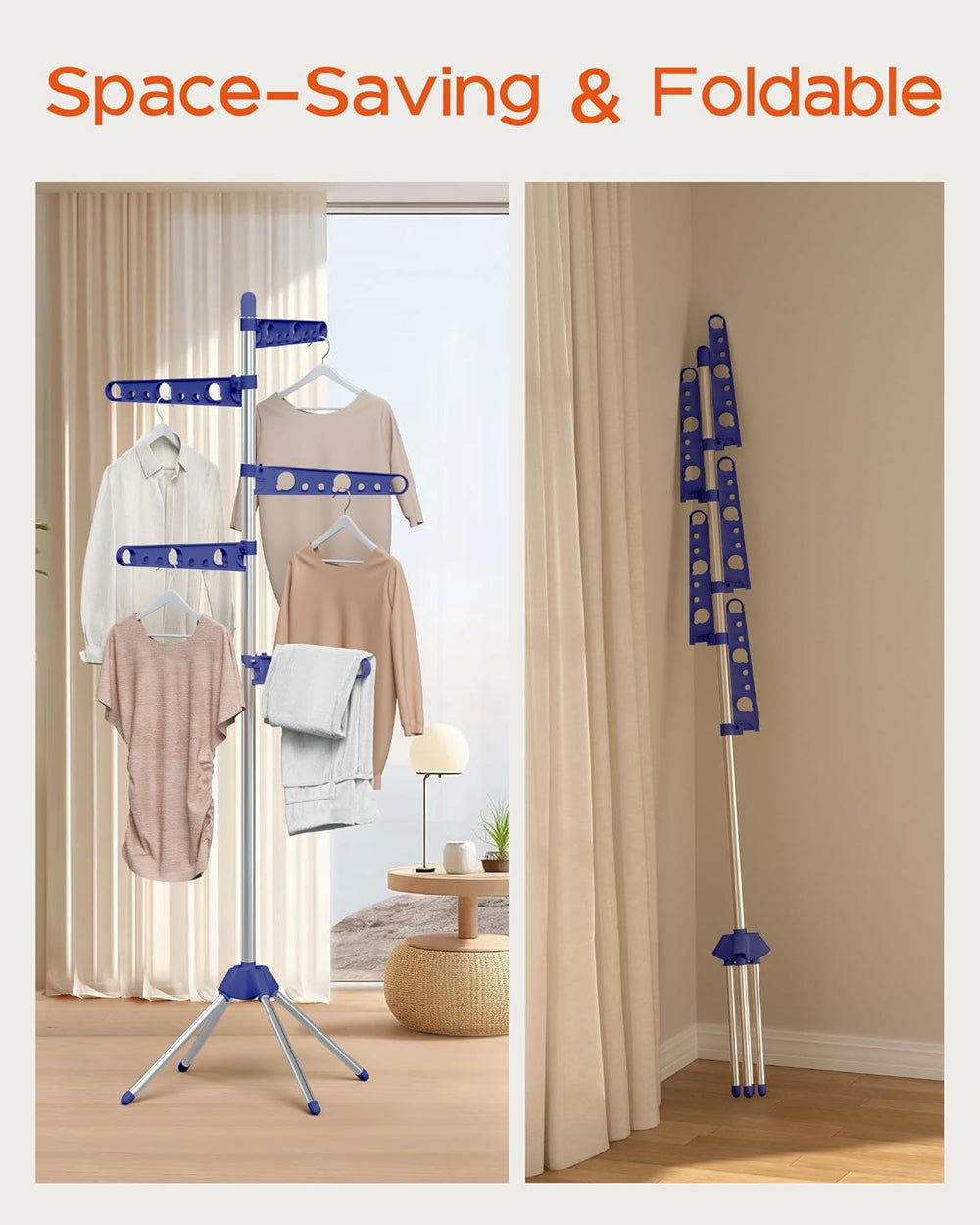 CASAMAYA Clothes Drying Rack Foldable, 70.9 inch Tripod Drying Rack for 35 Pi...