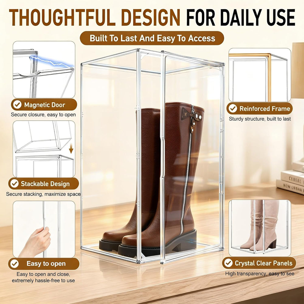 Boot Organizer for Extra Tall Boots, 23.6'' Stackable Acrylic Display...