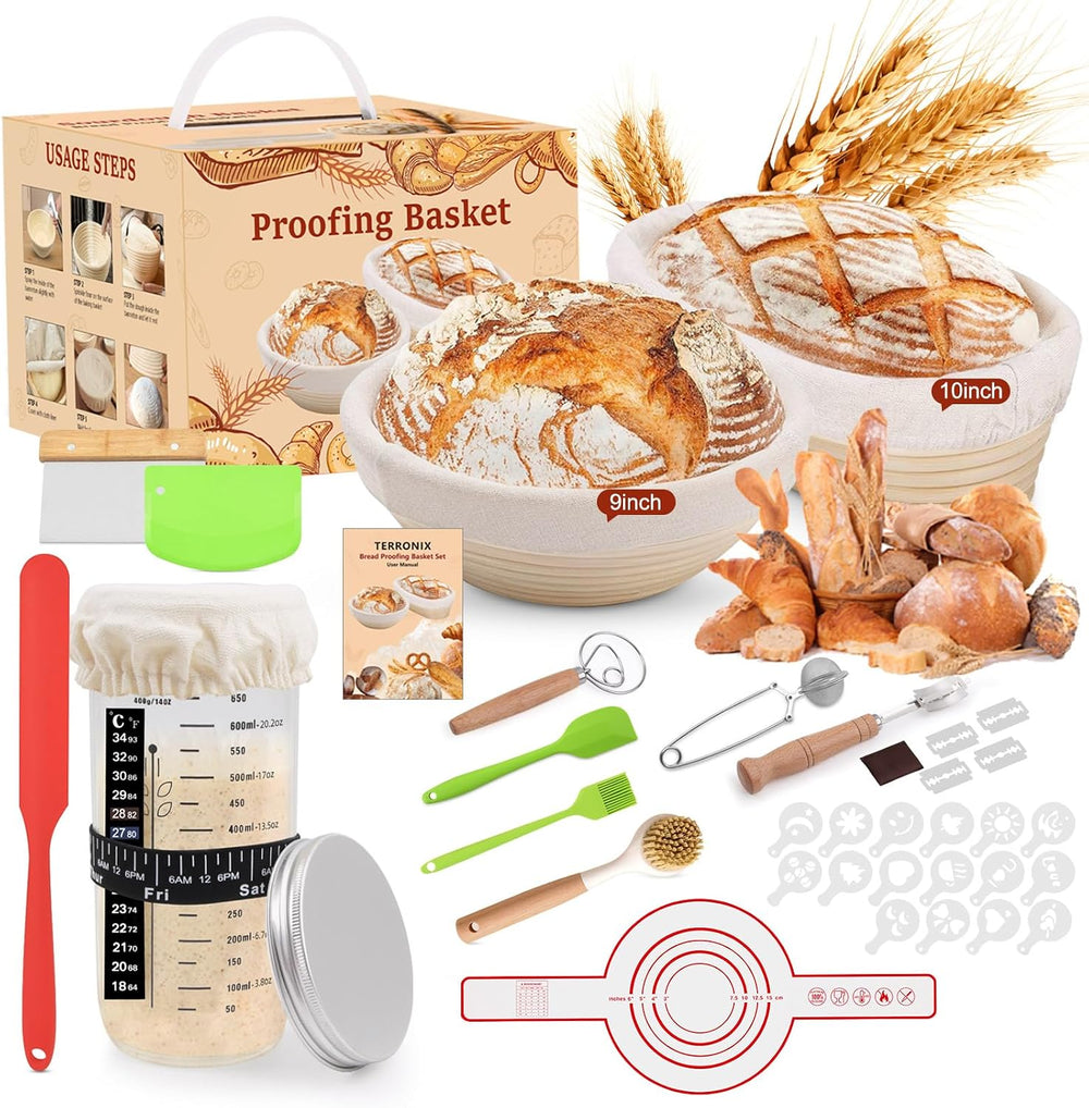 Bread proofing baskets for sourdough 19-Piece Set ,9" Round & 10&quo...