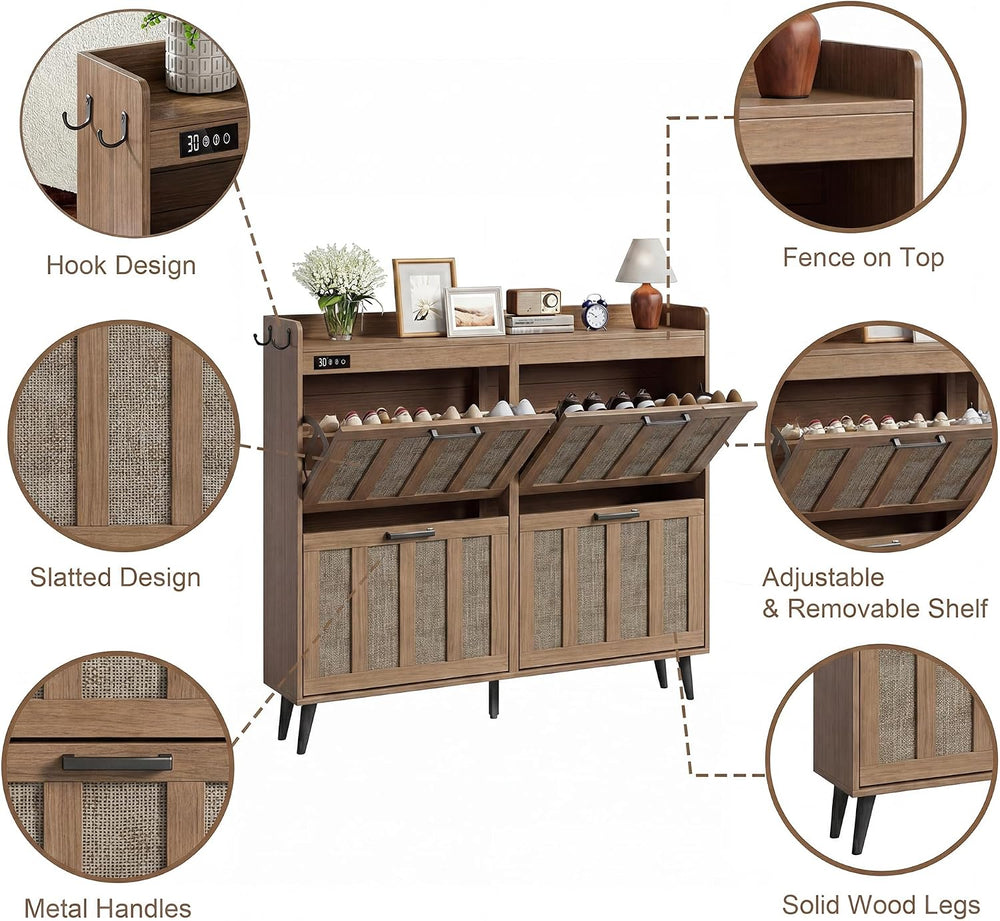 ChooChoo Shoe Storage Cabinet with 4 Flip Drawers and Deodorizer