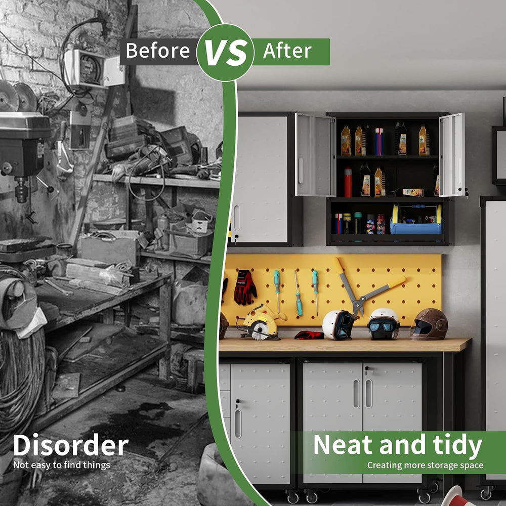 Garage Wall Cabinet with 2 Locking Doors Metal Storage Cabinet