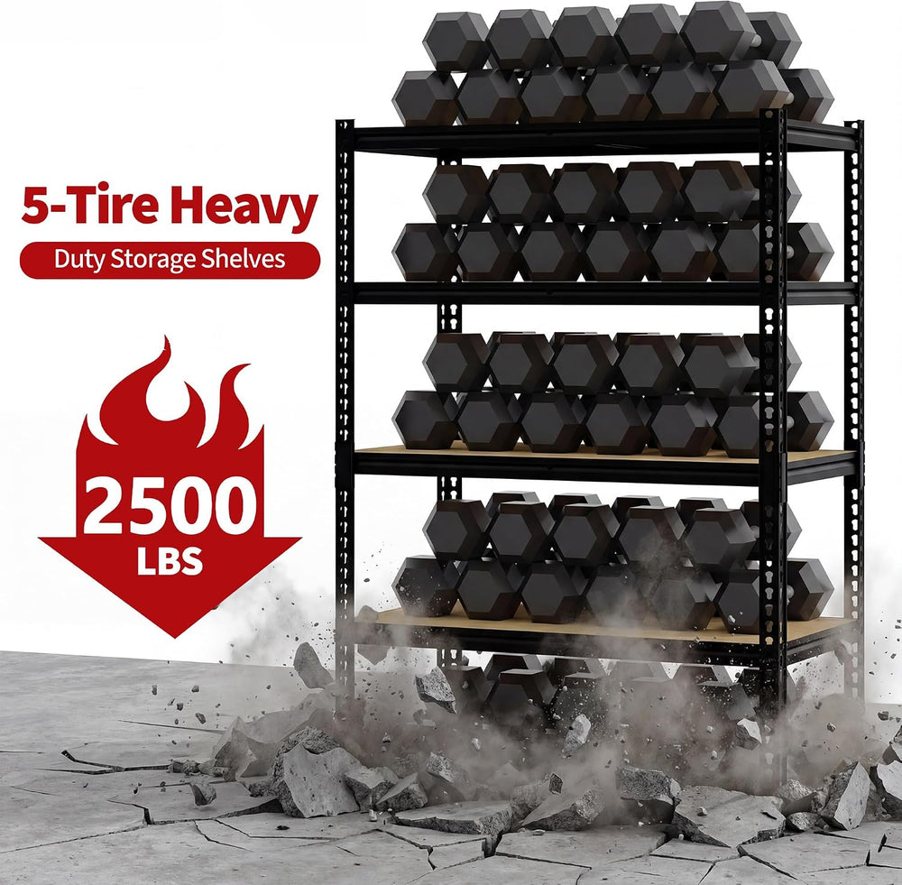 Heavy Duty Garage Storage Shelves, 5-Tier Adjustable Metal Shelving Unit