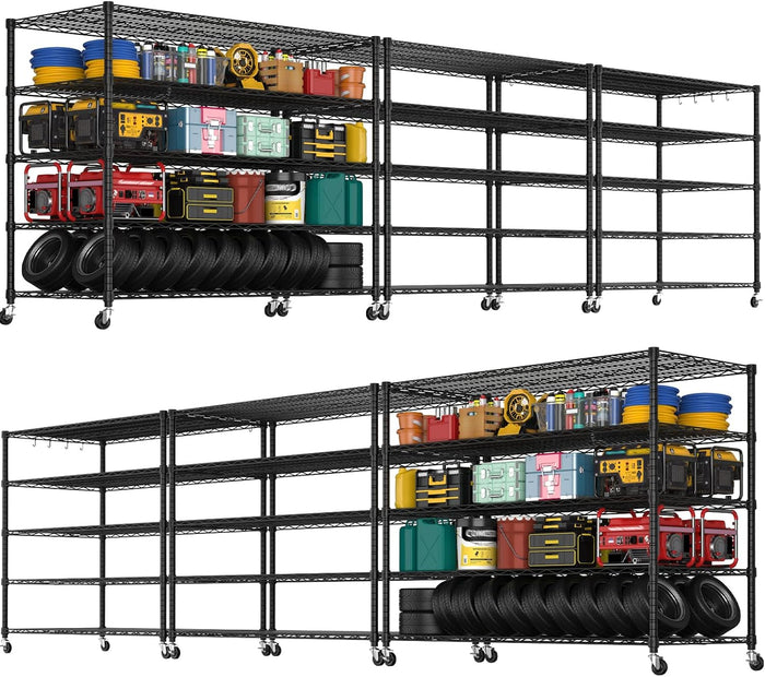 PrimeZone 5 Tier 80.7"H x 55.5"W x 24"D Wire Shelving with Wheels 3000lbs