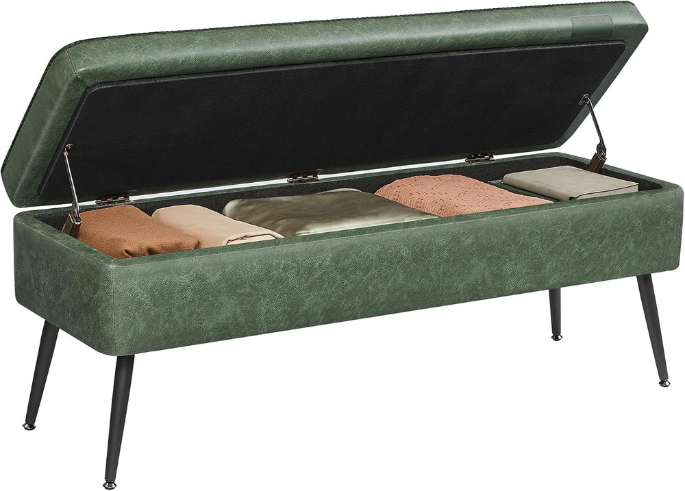 VASAGLE Storage Ottoman Bench, PU Leather, Steel Legs