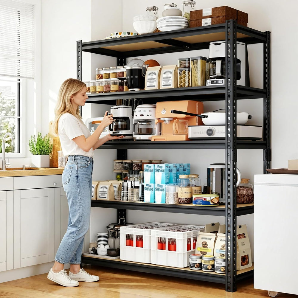 72" H Heavy Duty Garage Shelving, 2400LBS Capacity 5-Tier Storage Shelve...