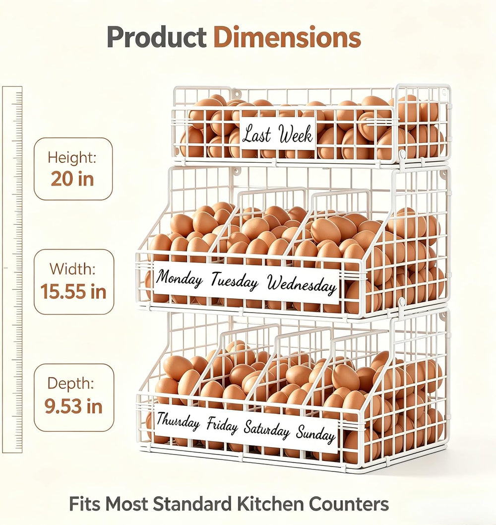 Egg Holder Countertop, Large 3T Chicken Egg Basket for Gathering Fresh Eggs