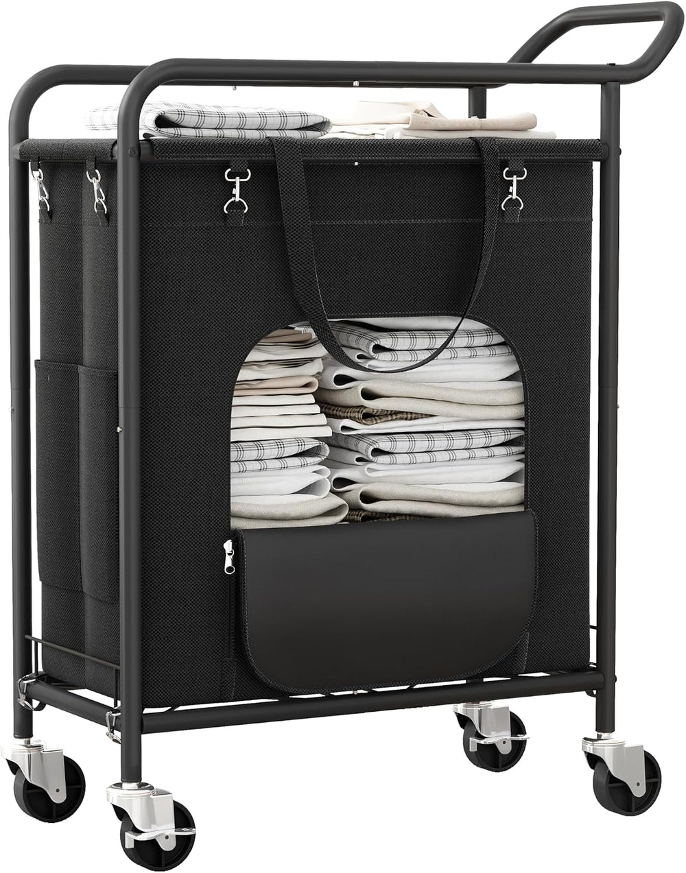 Laundry Basket with Wheels, Rolling Laundry Hamper with 38.4" Tall Handl...