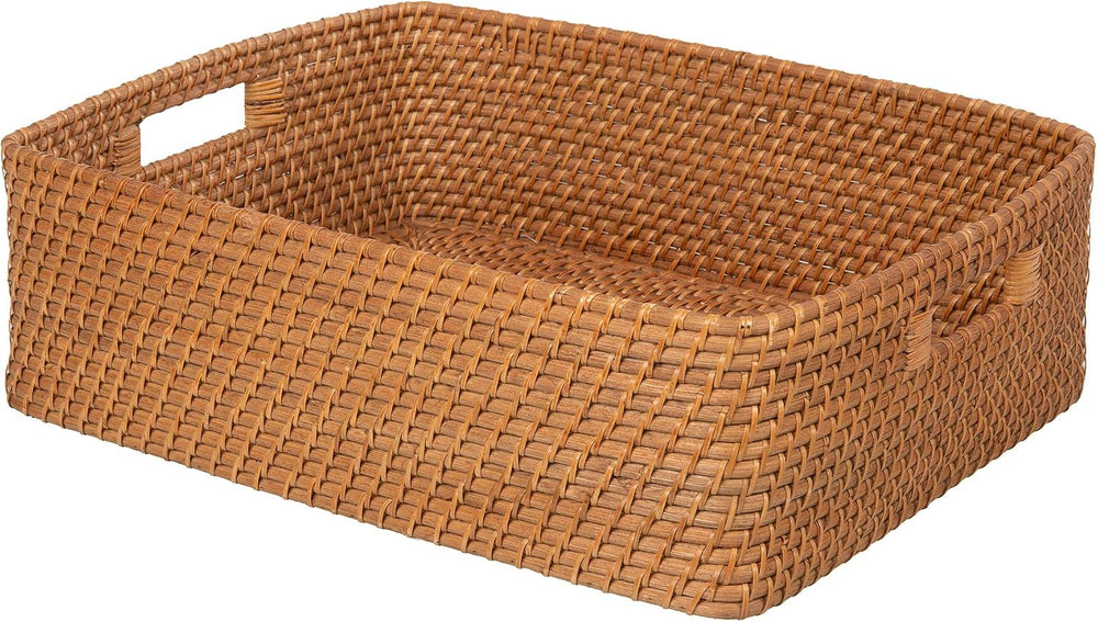 KOUBOO Laguna Rattan Shelf Basket with Liner,Wicker Storage Bin,Honey Brown