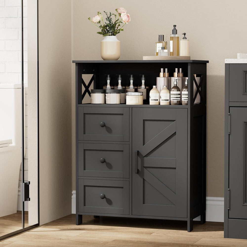Homhedy Bathroom Storage Cabinet with 3 Drawers, Toilet Paper Cabinet