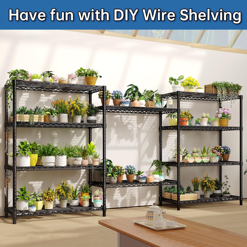 5 Tier 36" W x 14" D x 74" H Rolling Wire Metal Storage Shelve...