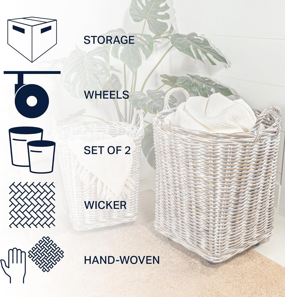 happimess Arbour Nesting Storage Baskets, White Wash/Kubu Gray, Set of 2