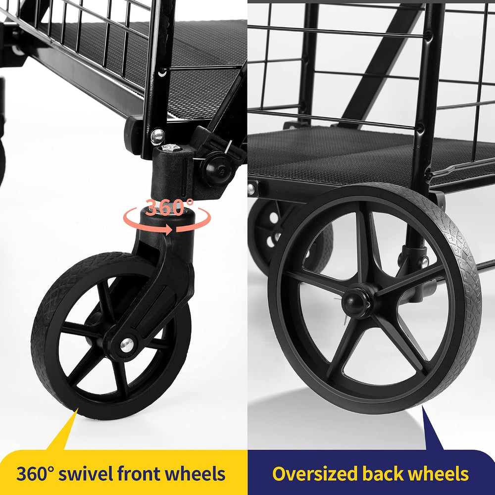 BIEAMA Folding Shopping Cart, 450 Lb Capacity Grocery Cart, Extra Large