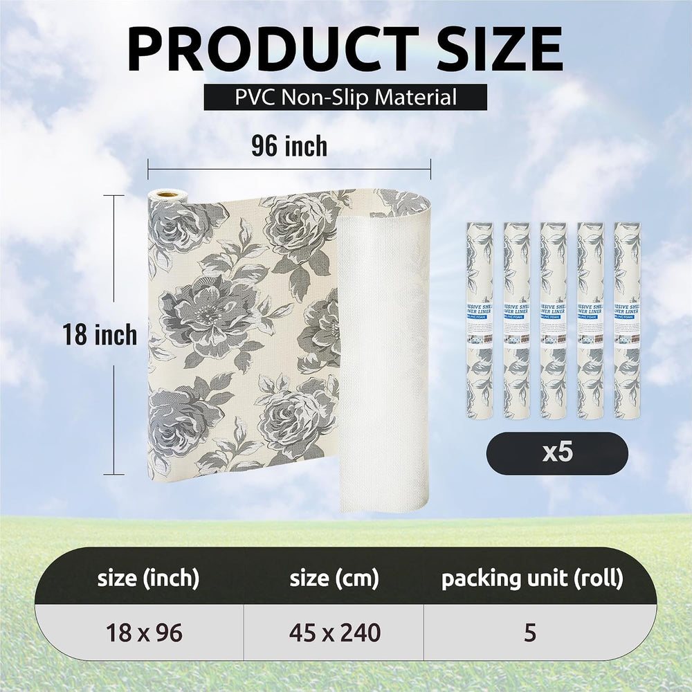 18X96 Inch Shelf Liner for Kitchen Cabinets, PVC Drawer Liner for Dresser Non...