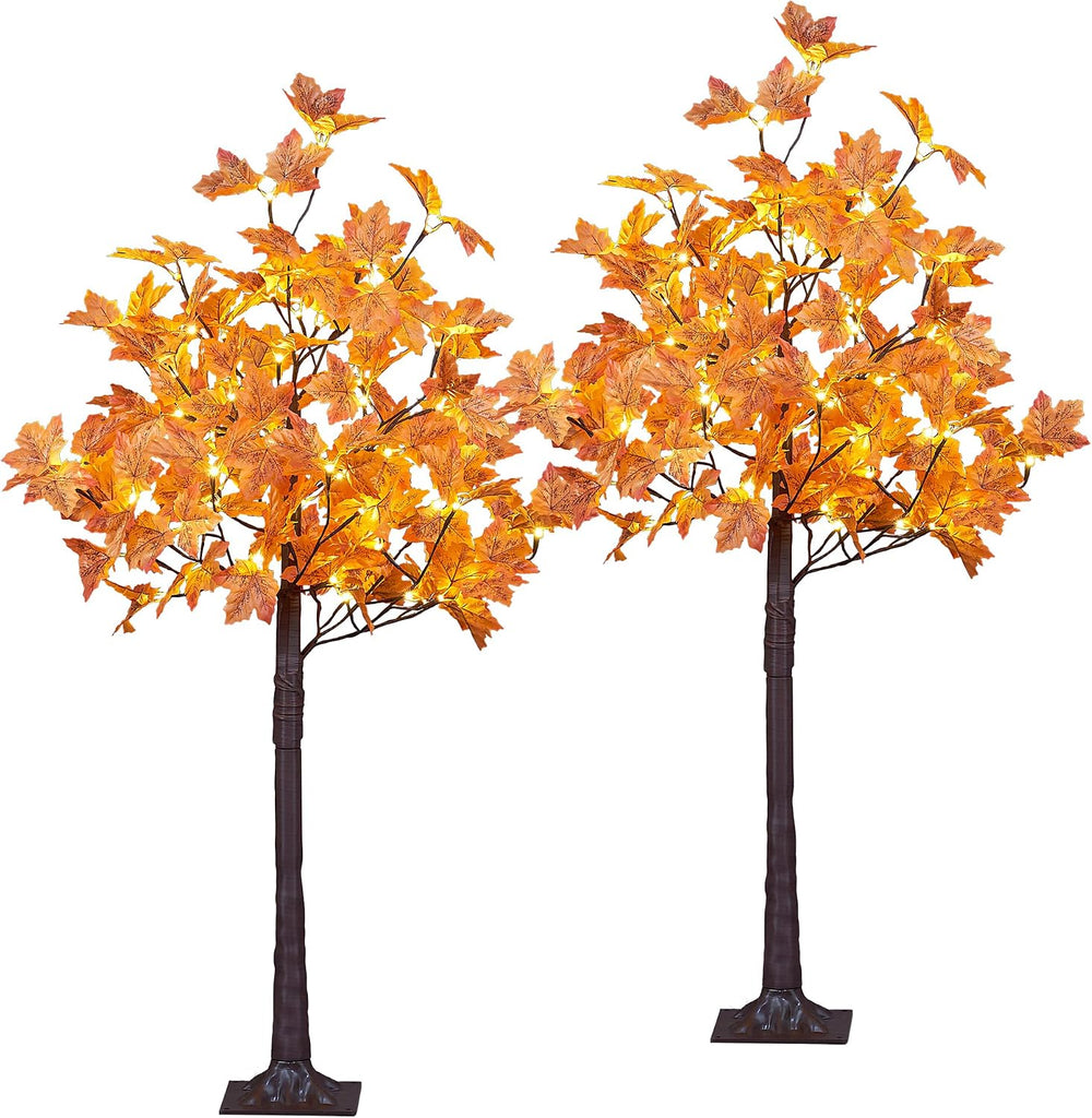 LIGHTSHARE 2PCS 4FT 144LED(72LED Each) Artificial Lighted Maple Tree Warm Whi...