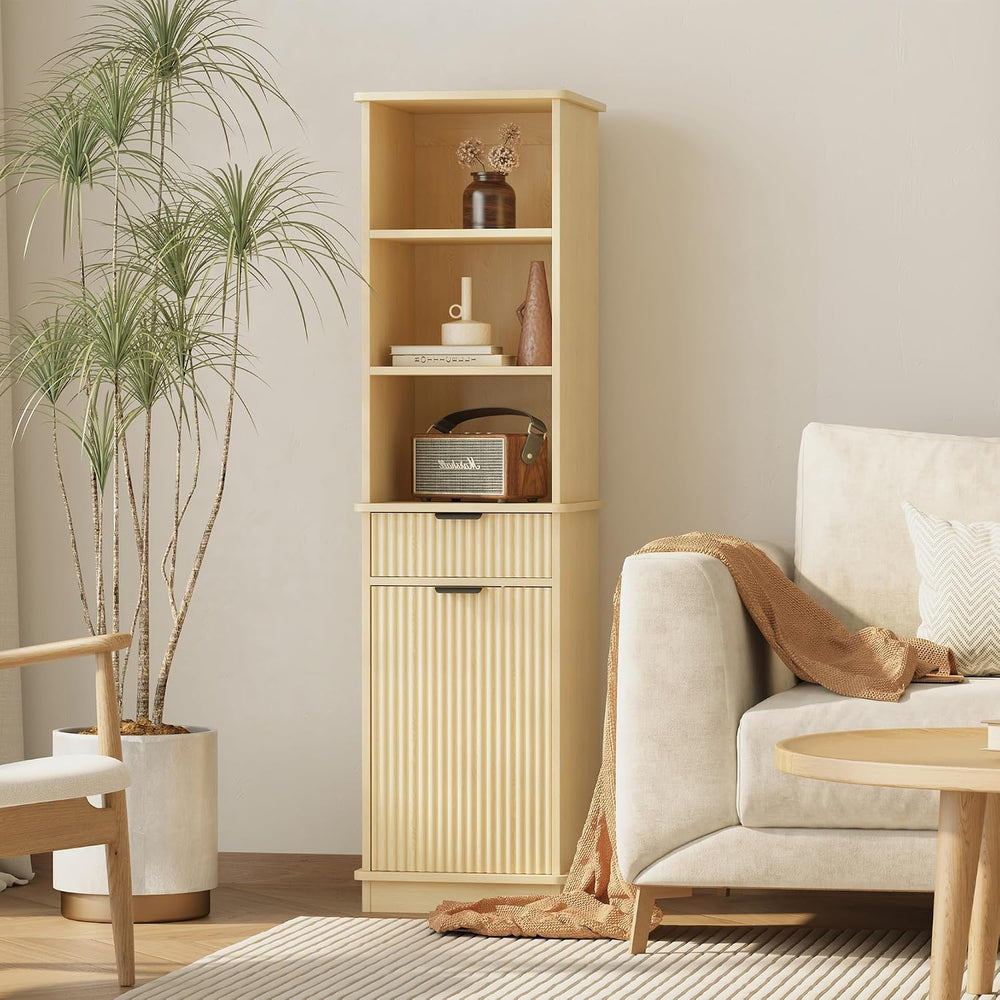 Natural Tilt Out Laundry Hamper Cabinet, 16x16x59in