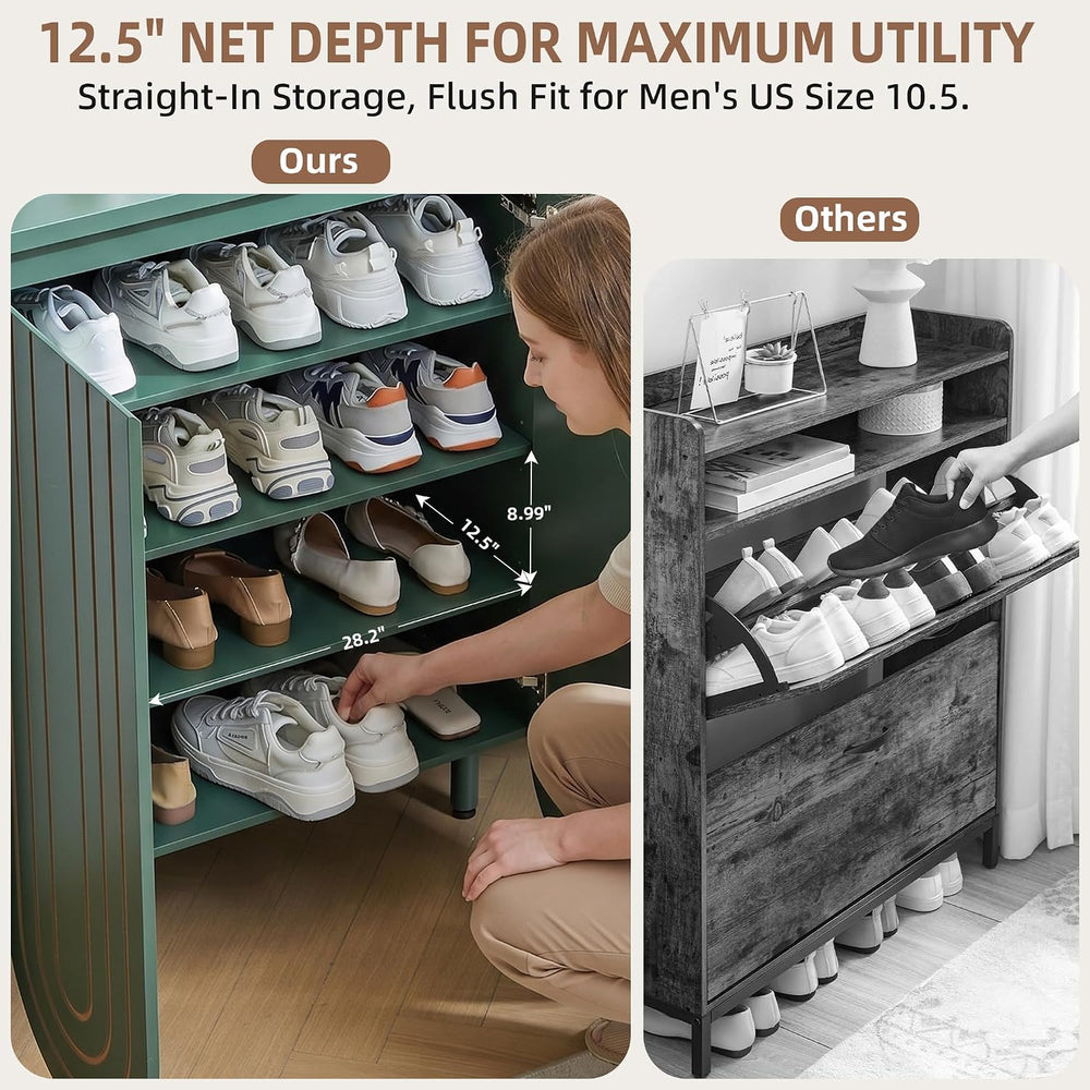47" Large Shoe Cabinet for Entryway, Shoe Storage Cabinet with Adjustabl...