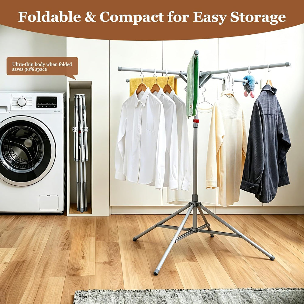 Adjustable Collapsible Umbrella Style Clothes Drying Rack, 4Legs6Telescopic A...