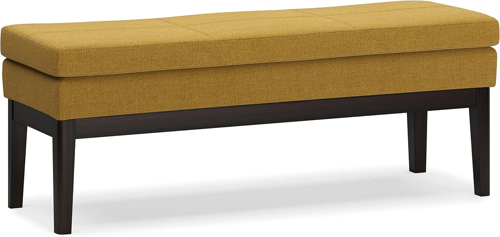 SIMPLIHOME Carlson 45" Wide Vegan Leather Rectangle Ottoman in Marigold