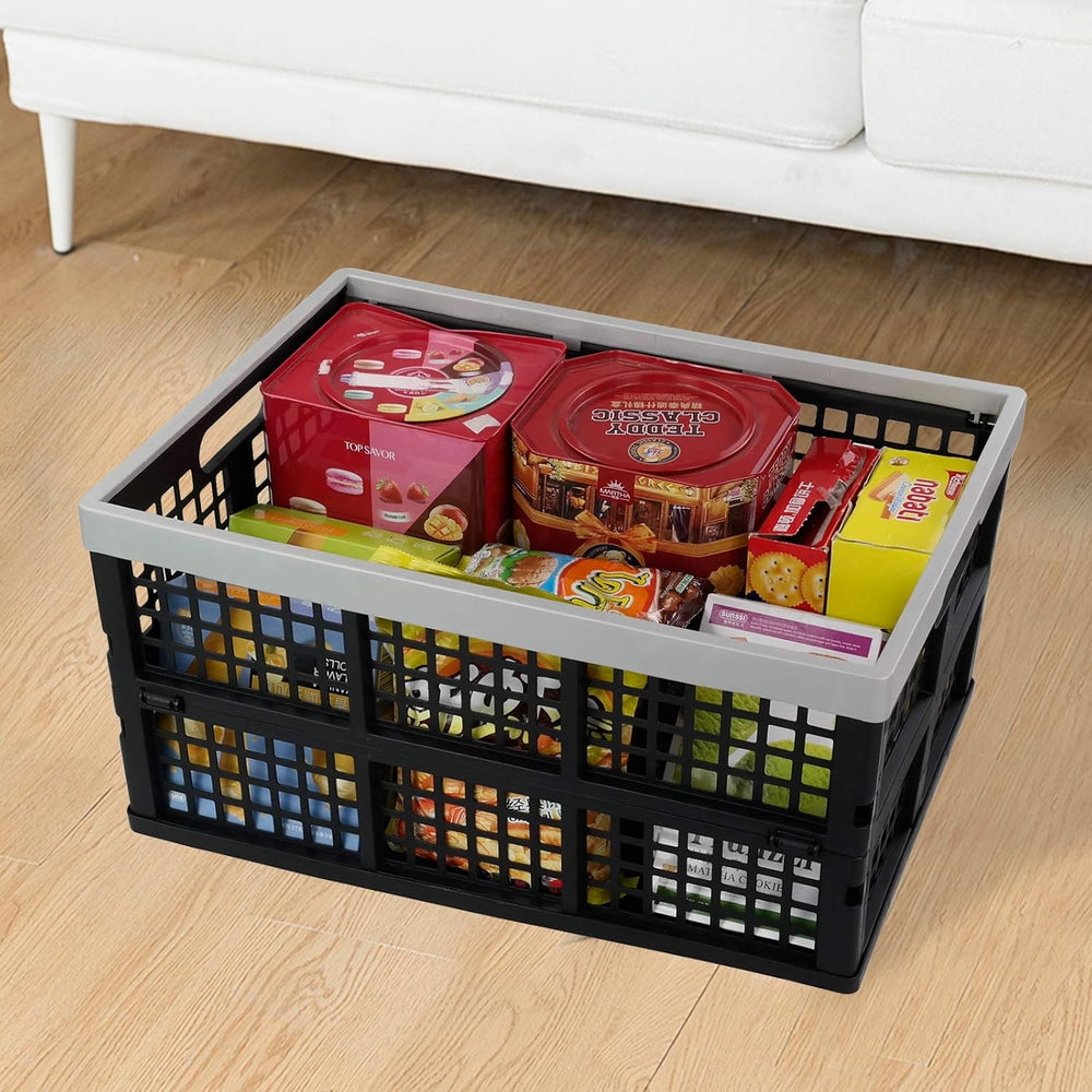 Vababa 42 L Stackable Collapsible Storage Crate, 3-Pack Storage Basket