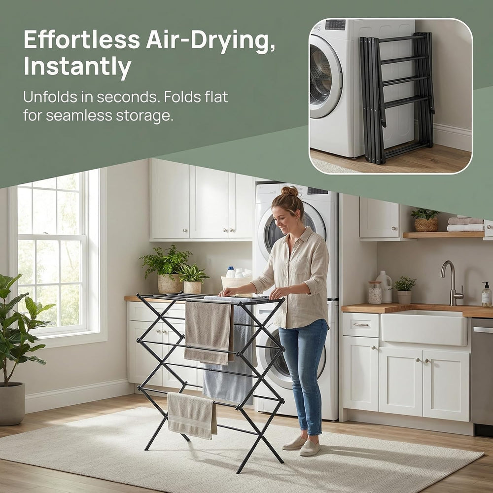 Foldable Clothes Drying Rack, Metal Laundry Rack for Indoor and Outdoor