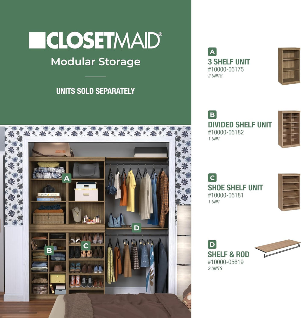 ClosetMaid Modular Storage Stackable Shoe Shelf Unit, Sand