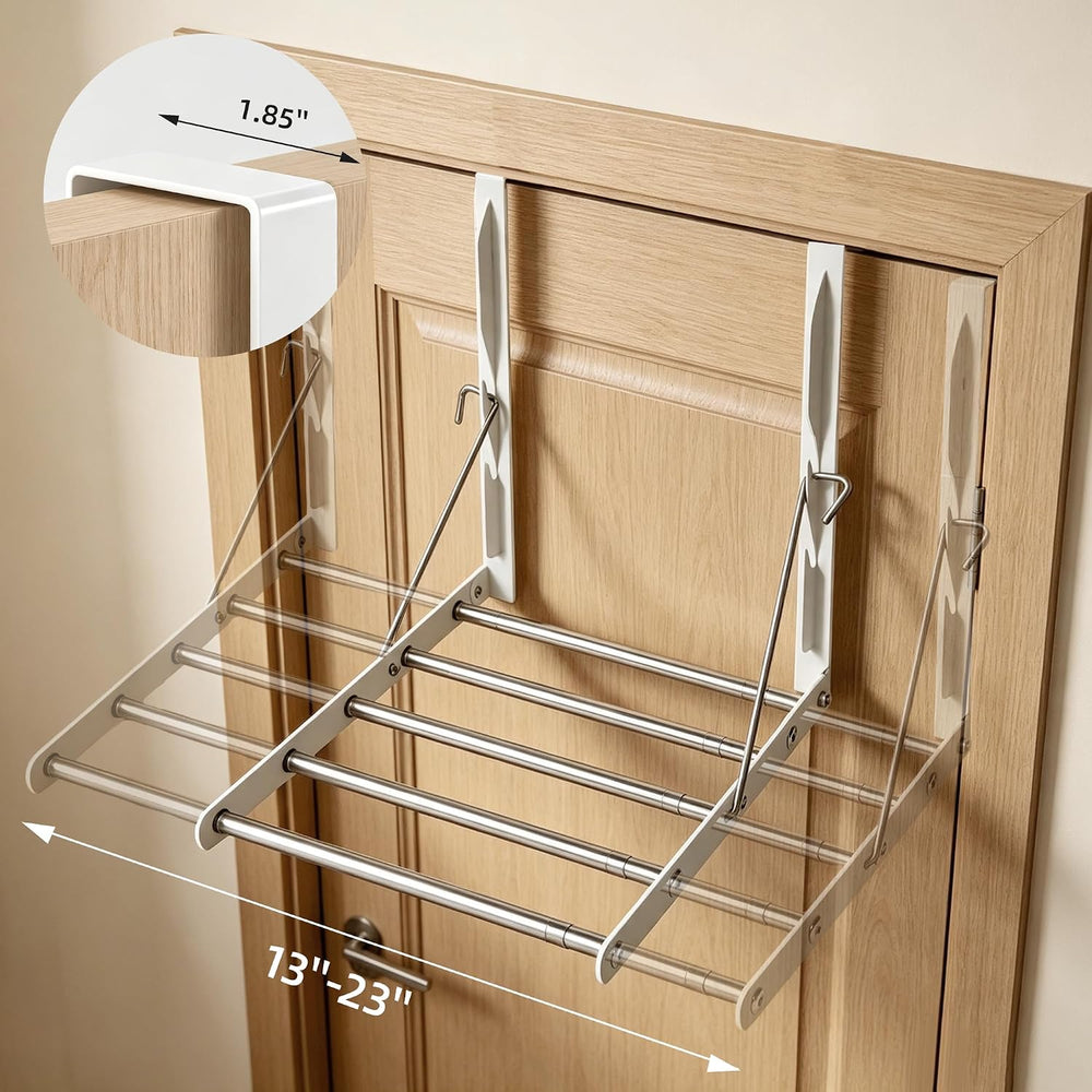 Over Door Clothes Drying Rack 13-23“ Adjustable Foldable Space Saving White