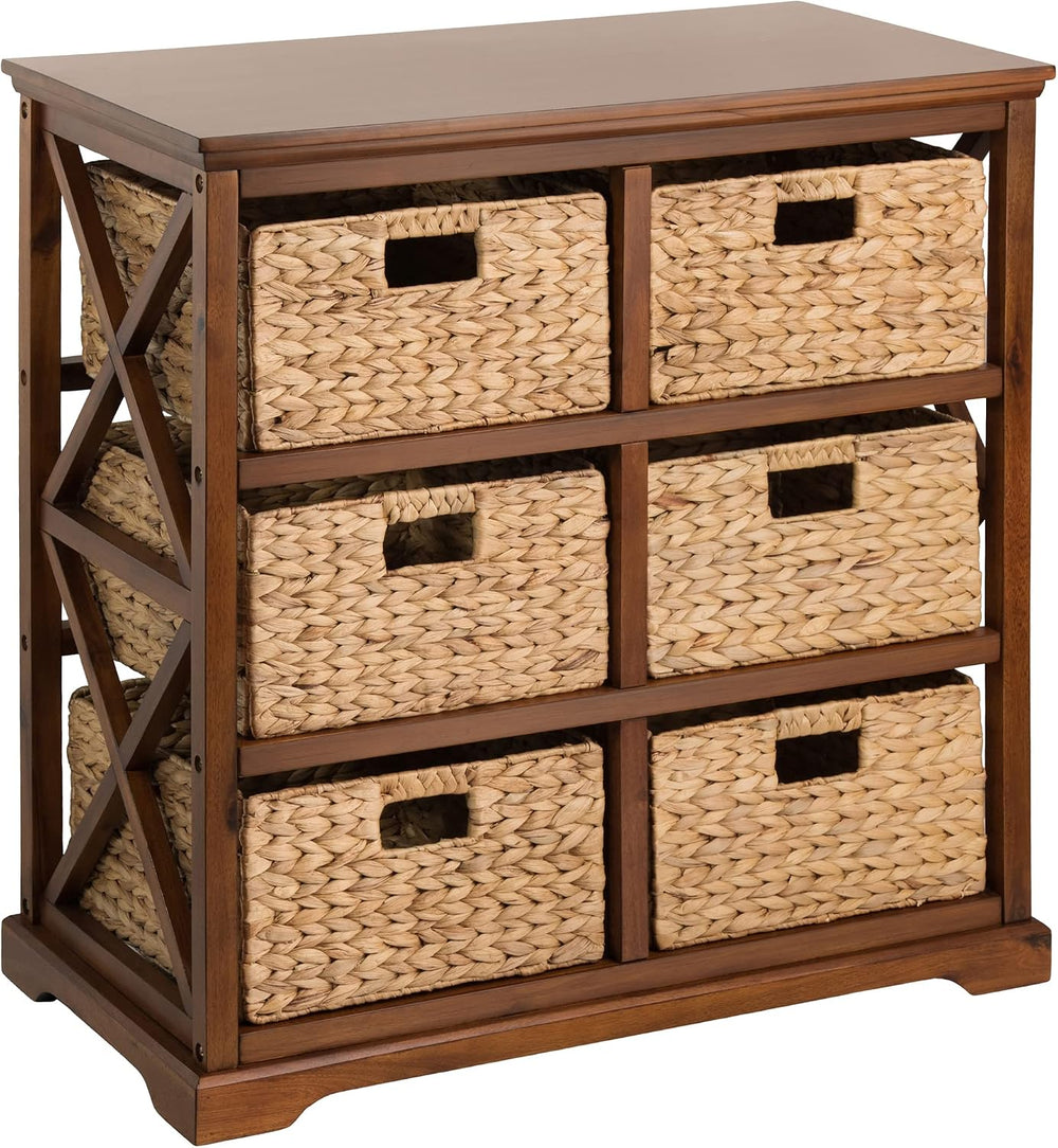 eHemco Hampton Meadows 3 Tier X-Side End Storage Cabinet, Walnut