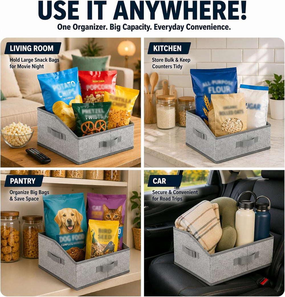 3 Pack Snack Organizer for Countertop, Open Compartment Design for Maximum St...