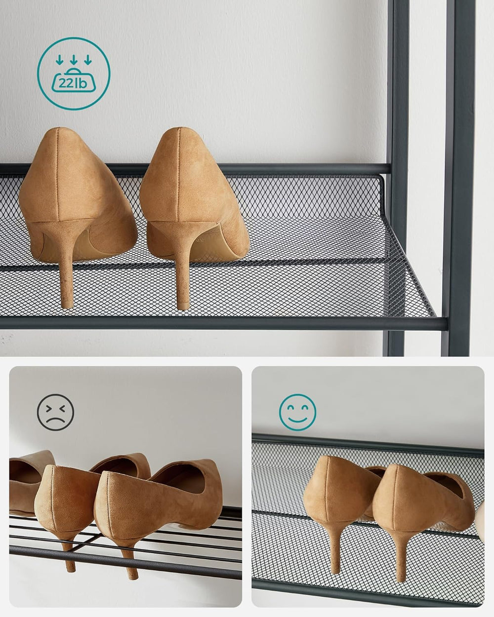 SONGMICS Metal Shoe Rack, 12-Tier Shoe Orgainzer, Holds 48-60 Pairs