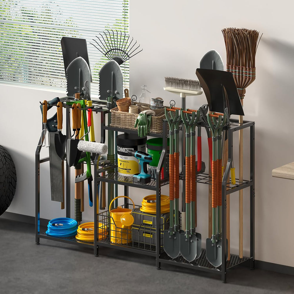 keomaisyto Garden Tool Organizer, Heavy Duty Yard Tool Tower Rack for Garage ...