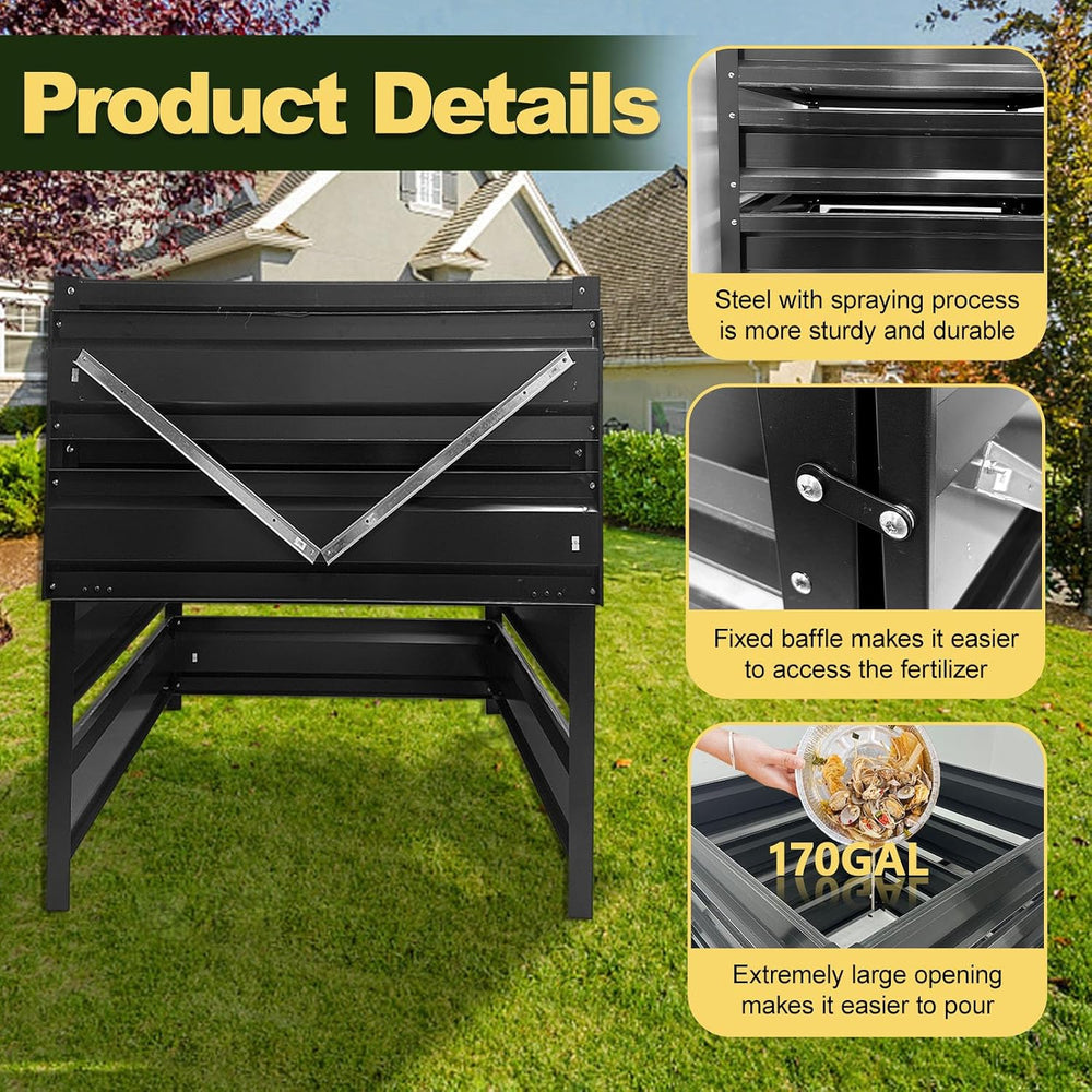 Compost Bin Outdoor - 170 Gallon Metal Wire Mesh Compost Bins