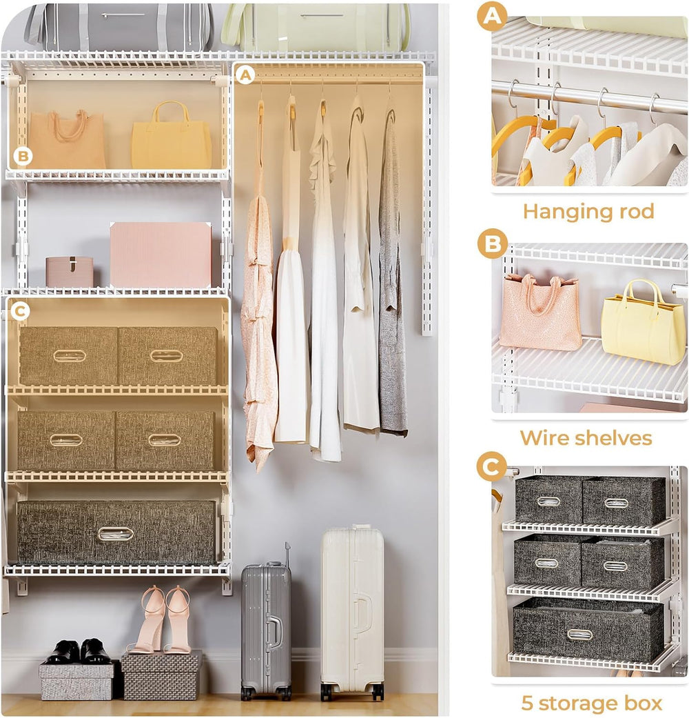 Sturdy Closet Organizer System: 8.7 Ft. Custom Metal Wire Shelving