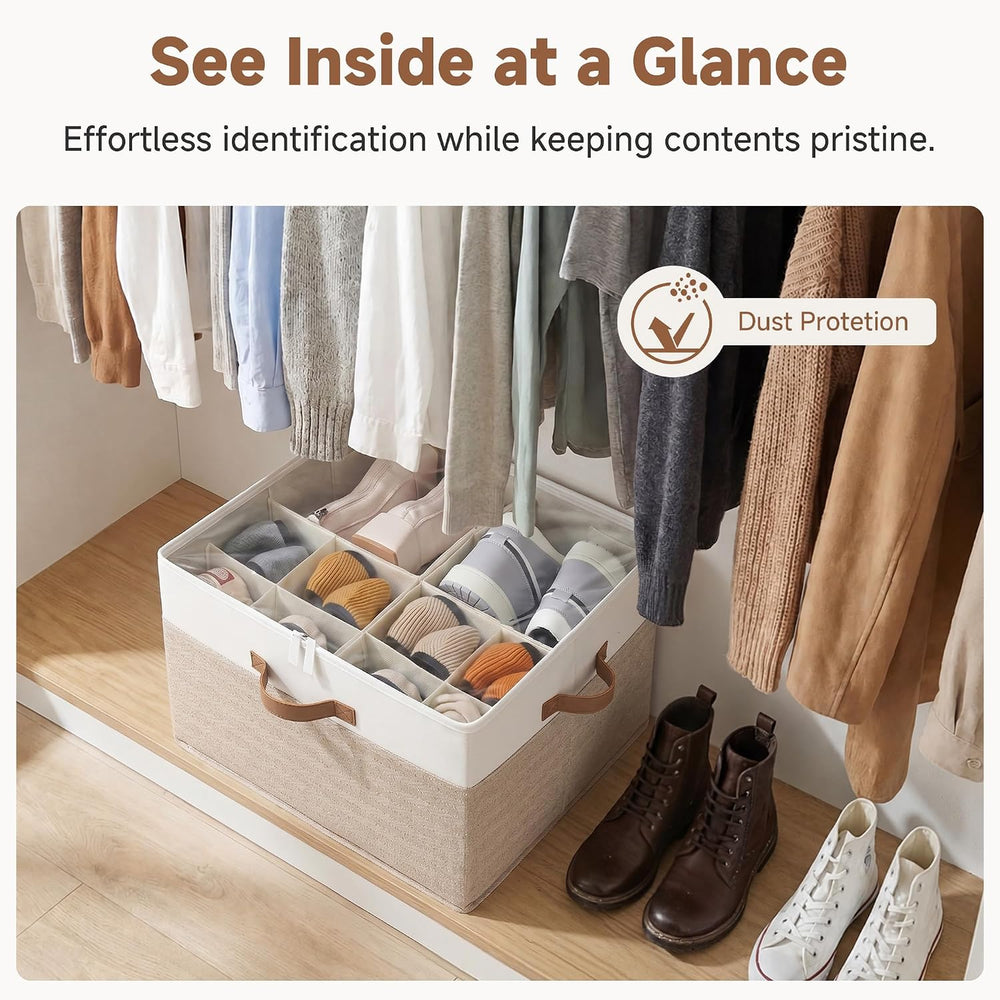 StorageWorks 2-Pack 32-Pair Closet Shoe Storage Organizer, Brown and White