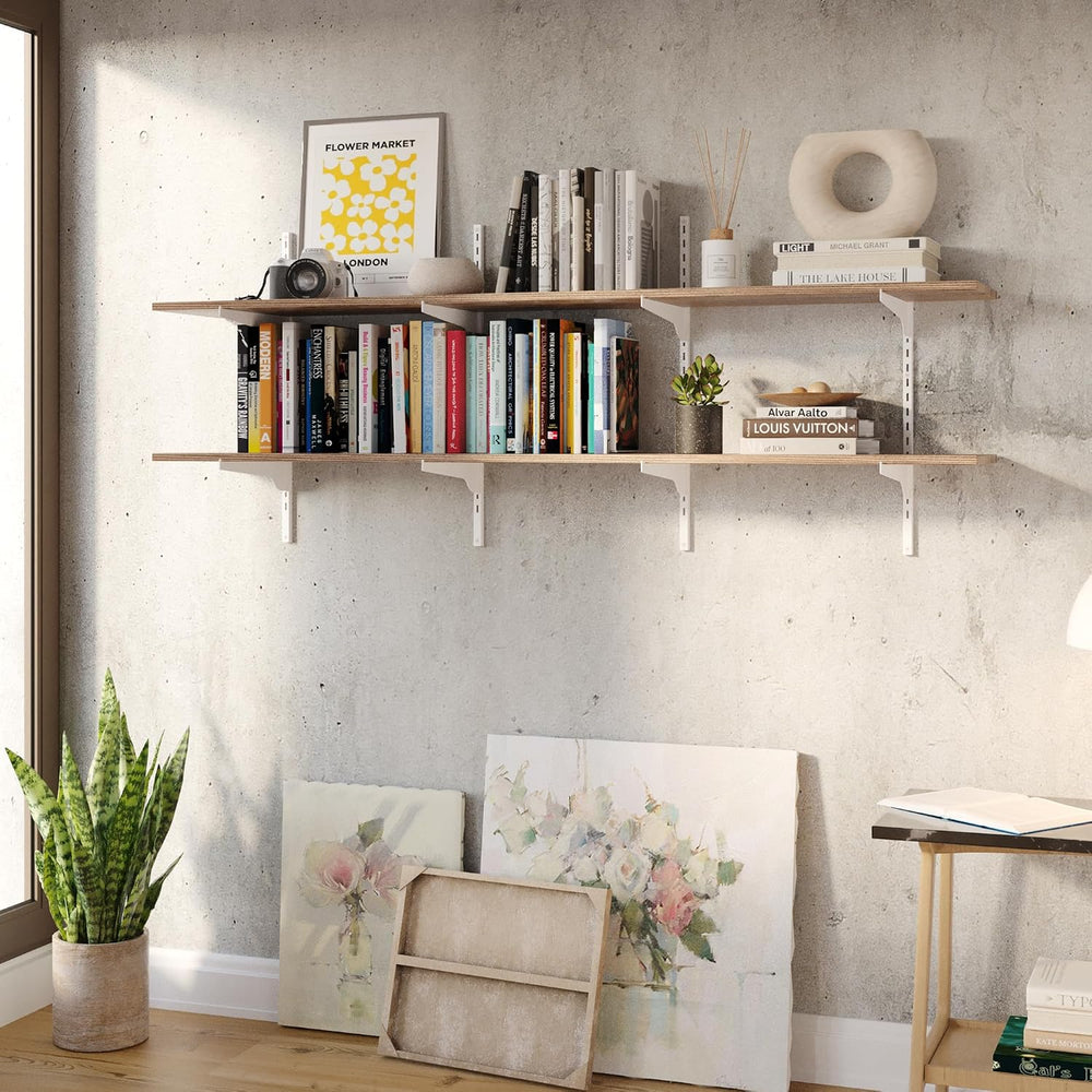 Wallniture Turin 60 Inch Floating Bookshelf, 10" Deep Adjustable Wall Sh...