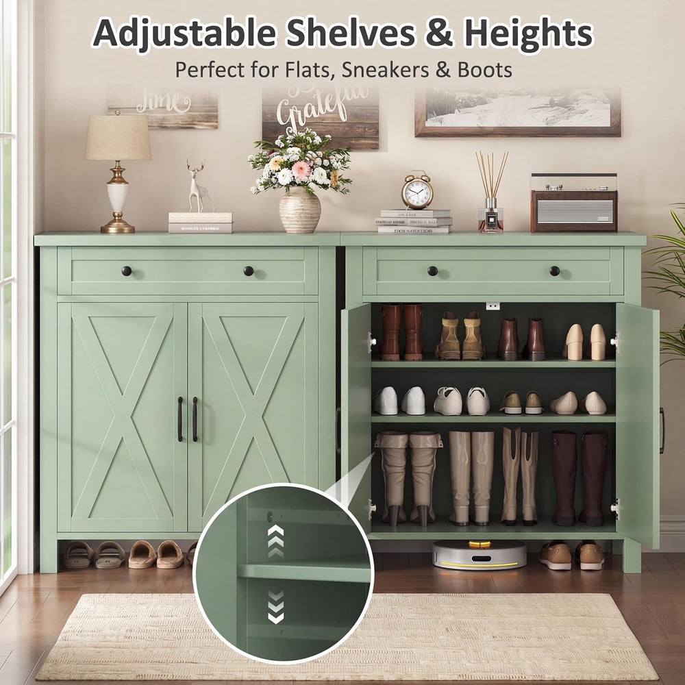 Farmhouse Shoe Storage Cabinet, 5-Tier High Boots Organizer with Adjustable S...