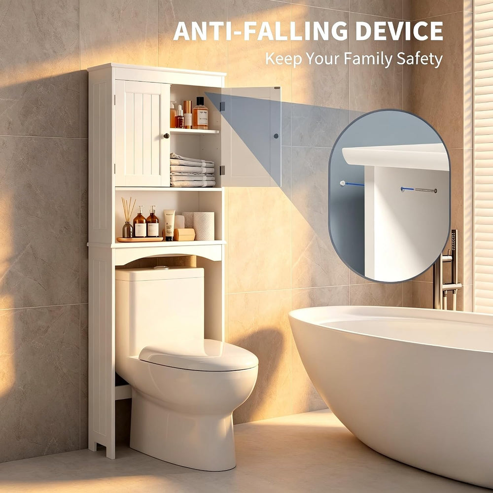 Bealife Over The Toilet Storage Cabinet with Open Shelf - White