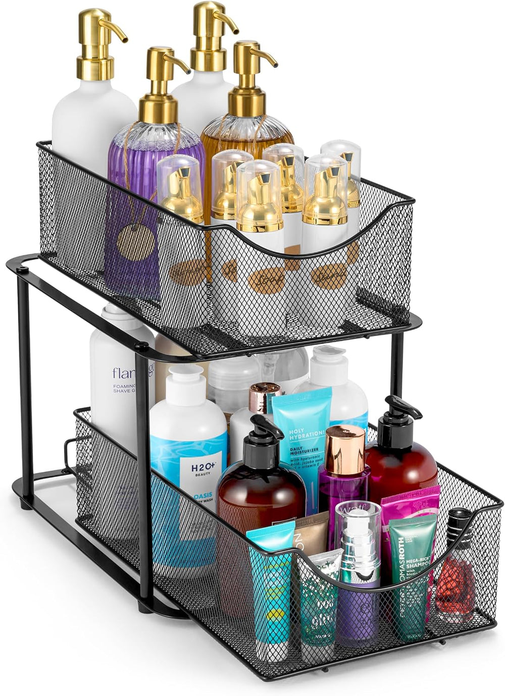 Sorbus Pull-Out Under Sink Organizer, Mesh Construction (Black, 1 Pack)
