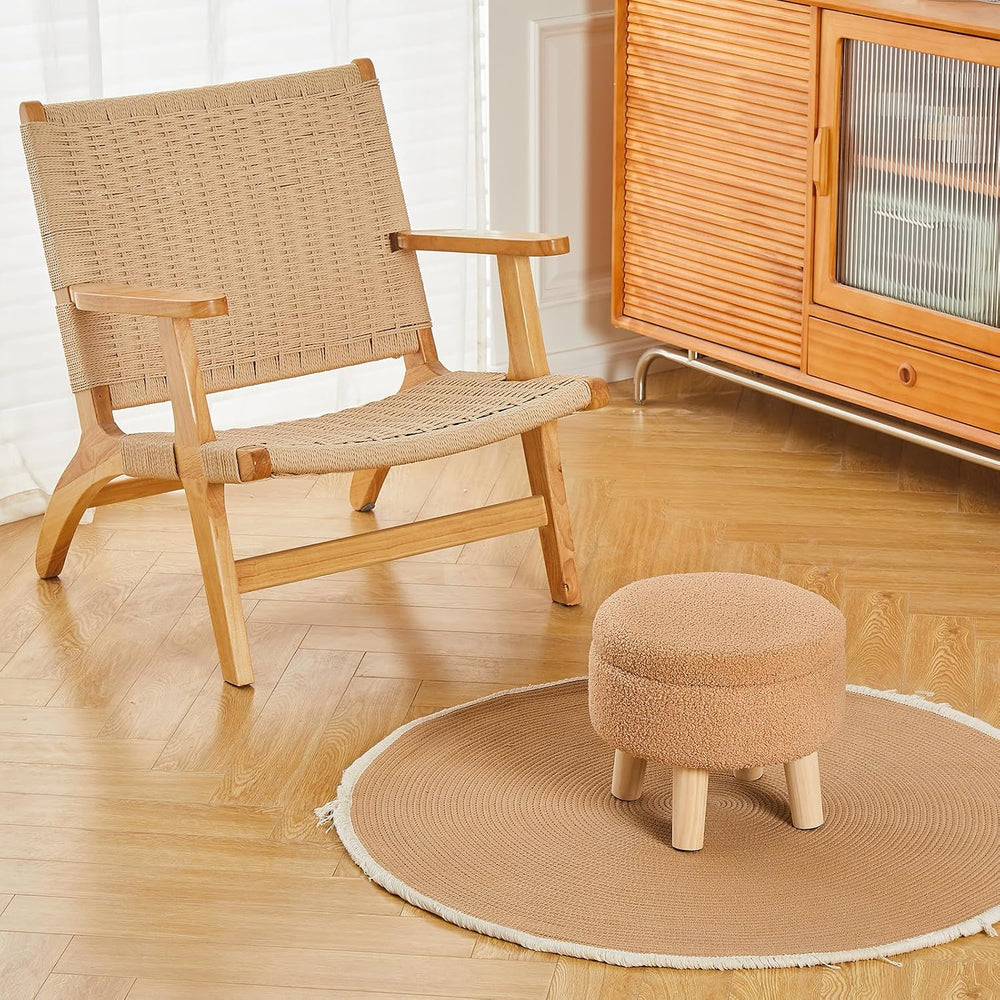 Wimarsbon Storage Ottoman, Modern Round Footrest with Soft Padded Seat, Teddy...