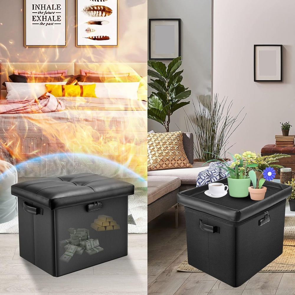 DocSafe Storage Ottoman with Lock,Fireproof Folding Ottoman Foot Rest Stool S...
