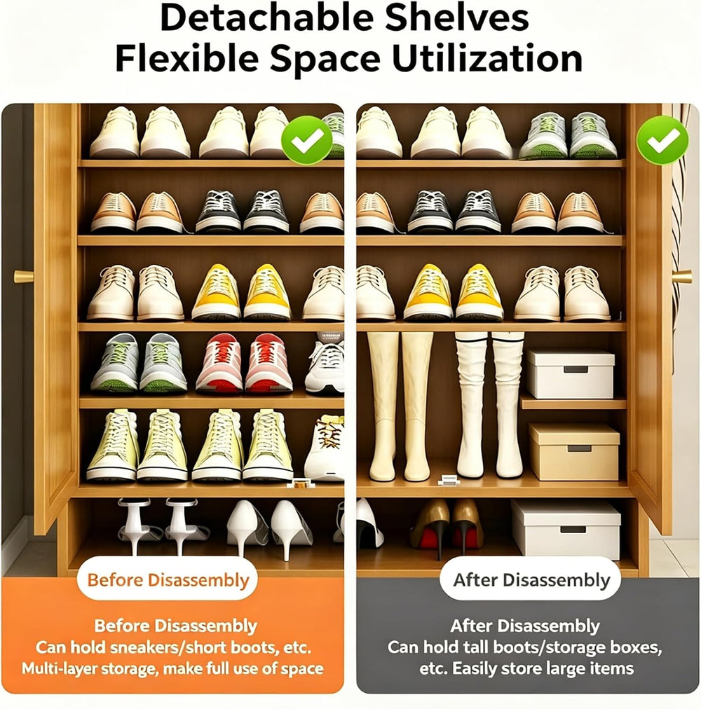 qeknxks7-Tier Bamboo Shoe Cabinet,Shoe Storage Cabinet with Doors, 25-30 Pair...