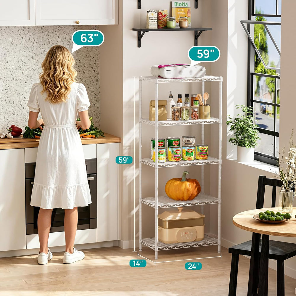 5 Metal Shelves Wire Shelving Storage Shelf Adjustable Unit Pantry