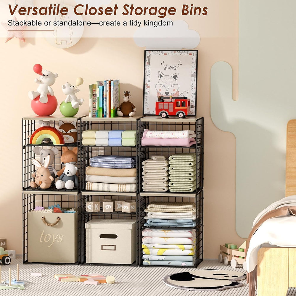 6-Tier Stackable Closet Organizers and Storage Basket, Set of 3 Closet Shelf ...