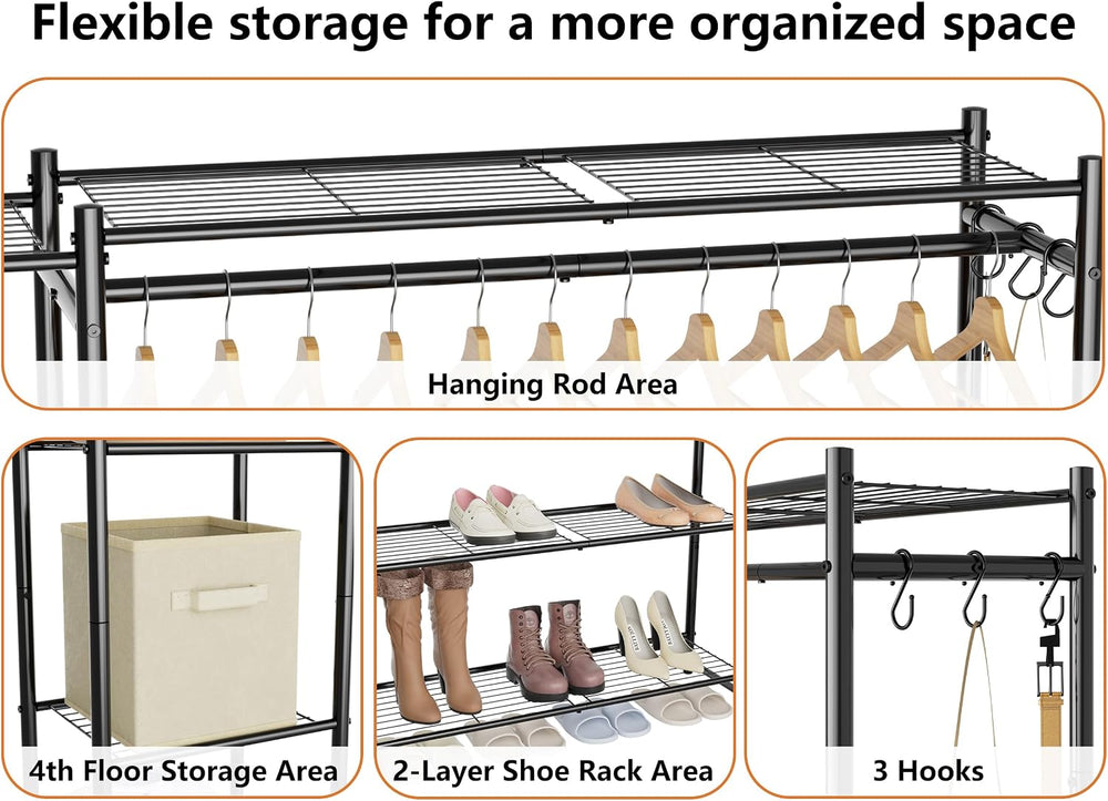 HOMIDEC Wardrobe Closet,Portable Clothes Rack with 4 Tiers Shelves